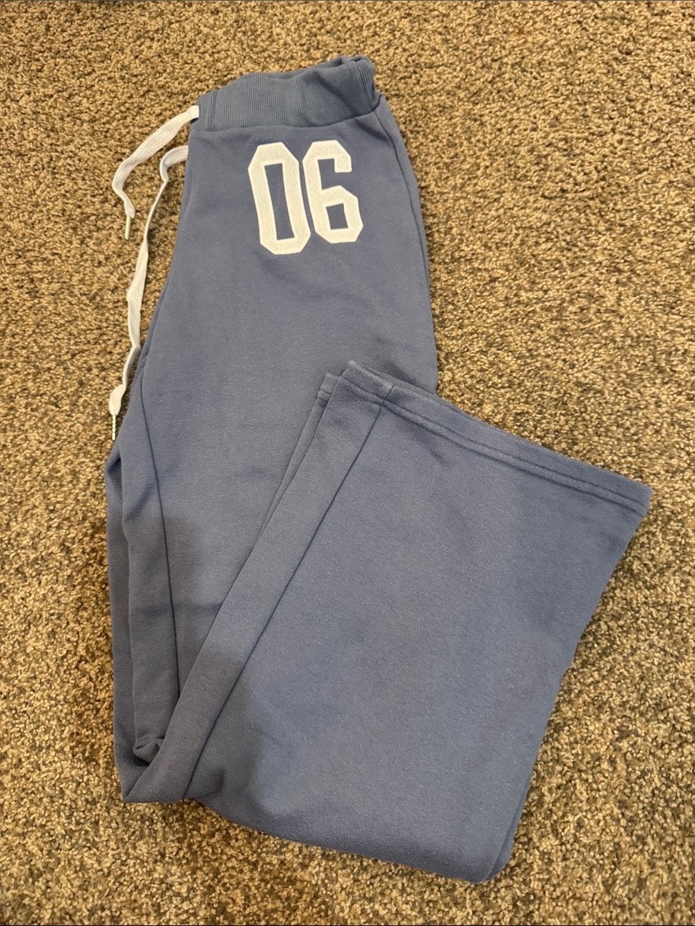 Edikted Slate Blue Women's Pajama Joggers with White '06' Detail